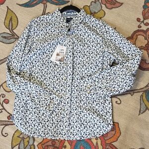 Denim & Flower Navy Floral Button Down Shirt Large **